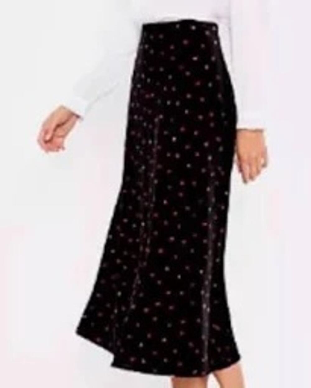 Loft Womens Velvet Dark Fairy Midi Skirt Whimsigoth Rose Floral Stretch Medium